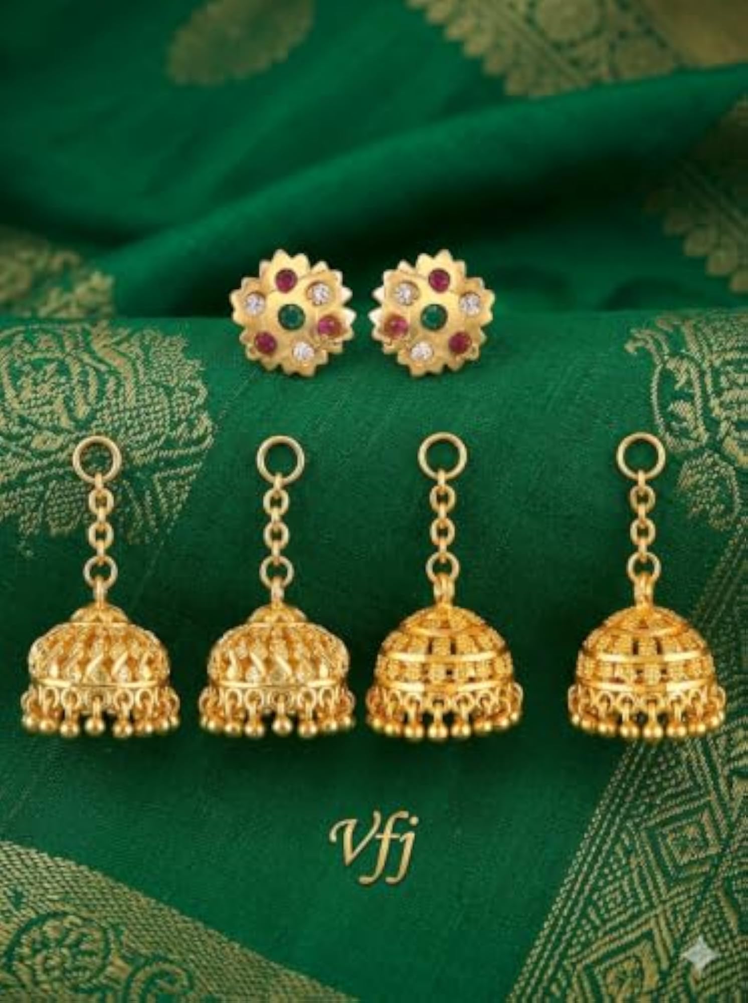 Removable Stud and Chain Drop Earring Combo Set